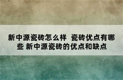 新中源瓷砖怎么样  瓷砖优点有哪些 新中源瓷砖的优点和缺点